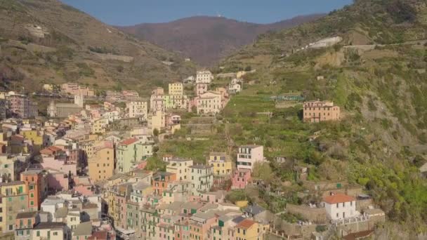 Liguria Talya Daki Cinque Terre Şehri Yaz Mevsiminde Hava Manzarası — Stok video