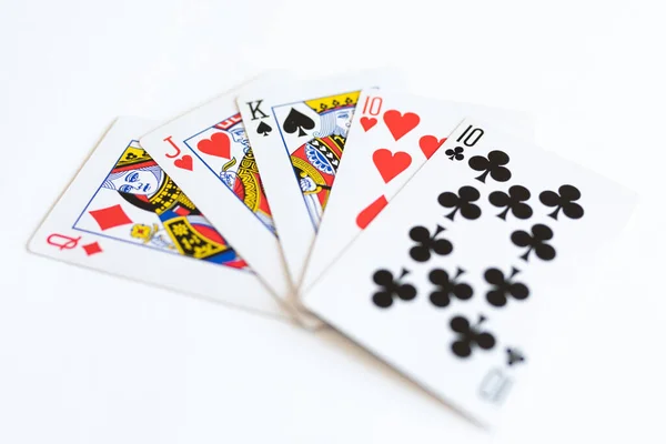 Spielkarten Casino Spiel Weißer Hintergrund — Stockfoto
