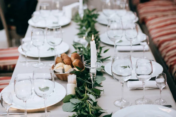 Mesa Decorada Para Jantar Casamento — Fotografia de Stock