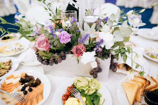 Mesa Servida Para Cena Boda — Foto de Stock