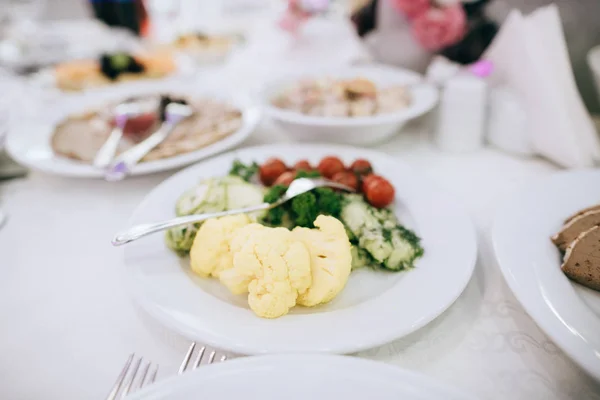 Mesa Servida Para Cena Boda — Foto de Stock