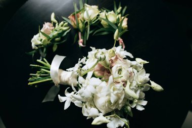 beyaz düğün buket yakın çekim 