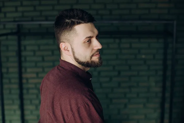 Portrait Young Bearded Man Home — Stock Photo, Image