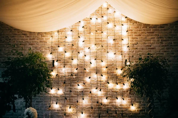 Wedding Arch Decoration Lights Wedding Reception — Stock Photo, Image