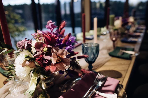 Fiori Nuziali Tavolo Decorazione Nuziale Restauran — Foto Stock