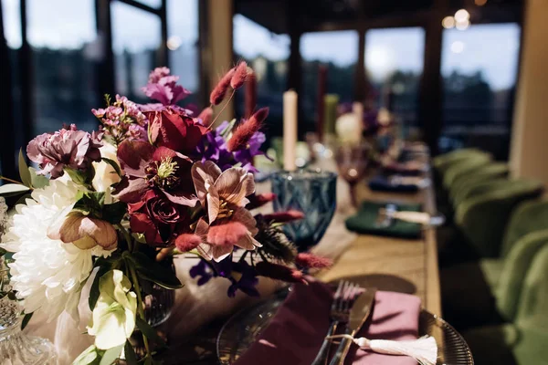 Tavolo Ricevimento Nozze Ristorante Idee Matrimonio — Foto Stock