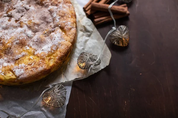 Apple Pie Traditional Homemade Apple Pie Fresh Apples Cinnamon — Stock Photo, Image