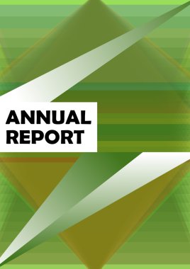 Yıllık rapor kapak şablonu ile soyut geometrik yeşil şekil 