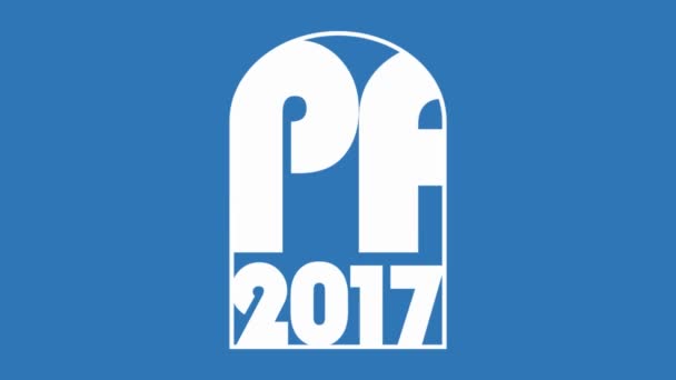 Новый 2017 год видеоклип. Мультипликационный символ PF 2017, элегантный современный светло-синий корпоративный дизайн, включая альфа-мат — стоковое видео