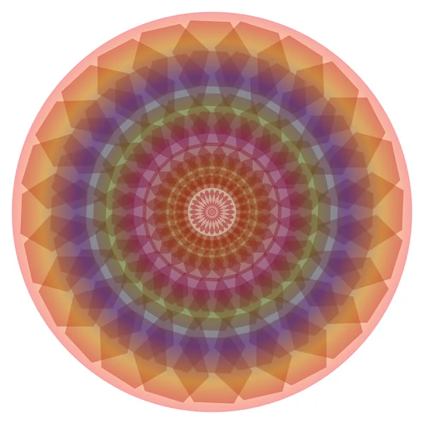 Mándala fino en colores pastel arco iris. Círculo simétrico mandala para meditación y ejercicio espiritual — Vector de stock