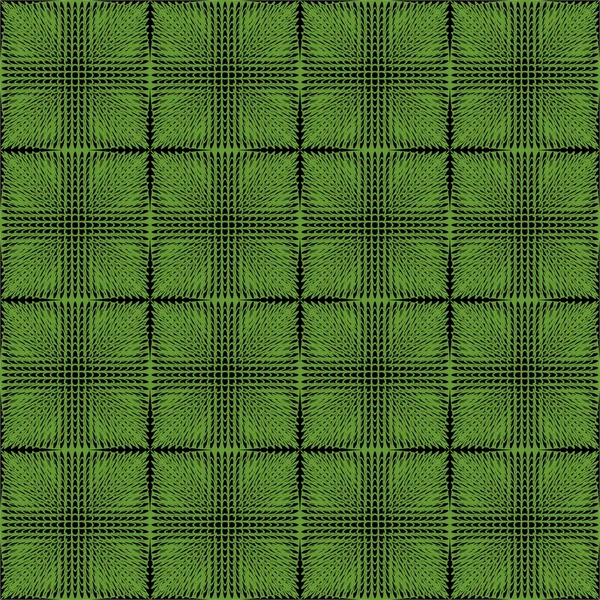 Halftone green and black inverse patterns composed as chessboard, seamless vector background — ストックベクタ