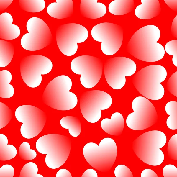 Gradienten Herzform nahtlosen Hintergrund. weiße Herzen auf rotem Grund. — Stockvektor