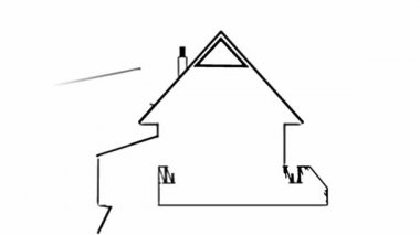 Hızlı hareketli kalem kroki manzara, siyah ve beyaz tasarım bir aile ev, başlangıç bina rüya Stop başlık renkleri, ekleme
