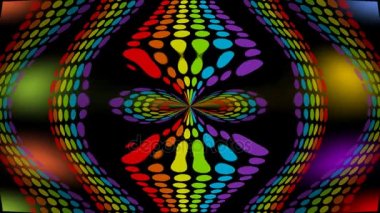 Siyah arka plan üzerine hareket ve desenler, stil lazer ışık gösterisi sorunsuz soyut video oluşturma psychedelic çok renkli ışıklar 