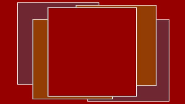 Forma de logotipo de prata de metal em fundo vermelho escuro em grupo de elementos quadrados, mudando de posição, efeito de espelho, filme de introdução útil para fins da empresa — Vídeo de Stock
