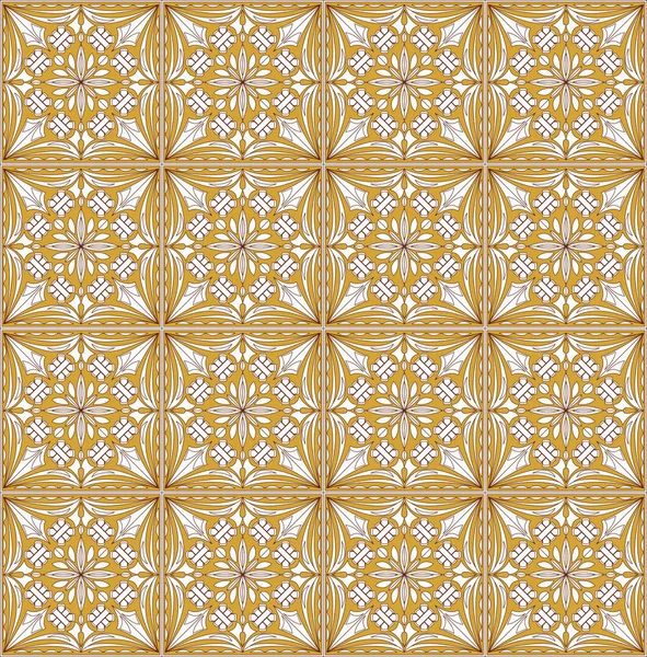 Fine luxurious golden patterns, filigree geometric lace ornament, tile with repeatable ornate elements in victorian style, vintage motif — Stock Vector