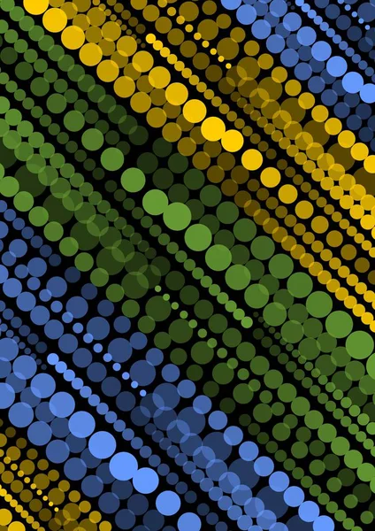 블랙에 다 색된 점, 파란색, 노란색 및 녹색 동그라미와 추상 배경 . — 스톡 벡터