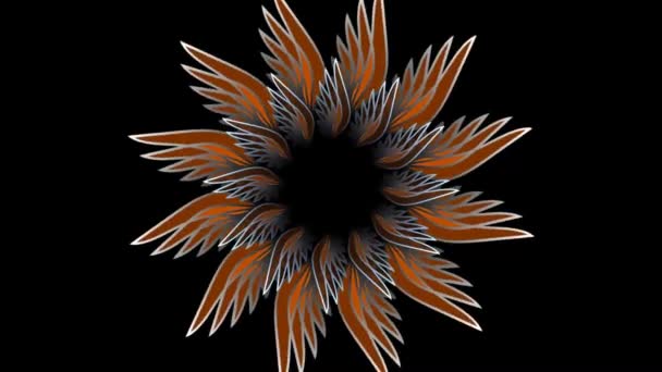 Fractal groowing bloem op donkere achtergrond met roterende element. Mysterieus object in mandala stijl. — Stockvideo