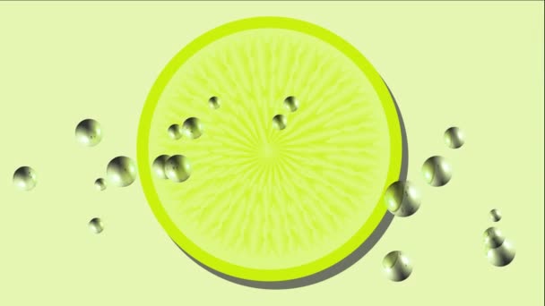 Striscione animato succo fresco con fetta d'arancia e bolle di limonata — Video Stock
