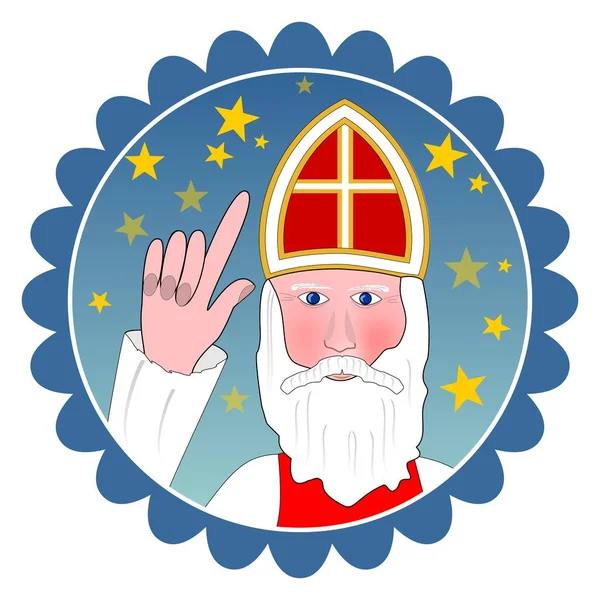 Saint Nicolas portre daire şeklinde. — Stok Vektör