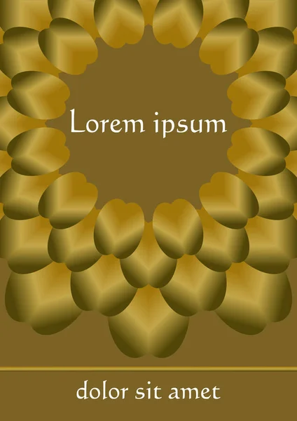 Золотой абстрактный фон с трехмерной иллюзией. Круглая фантазия цветочная форма, золотой цветок, пустая область для сообщения . — стоковый вектор