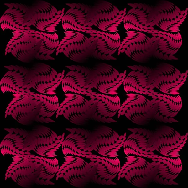 Tuile vectorielle sans couture composée de formes abstraites inégales, motifs rouges sur fond noir, effet 3d — Image vectorielle