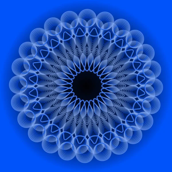 Blue circle mandala in optical art style for spiritual training and meditation — Stock Vector