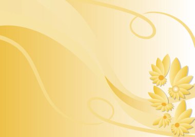 Sarı arka bahar arka plan fantezi çiçekler, el ilanı, afiş, broşür şablonu, kendi ileti için boş alan ile