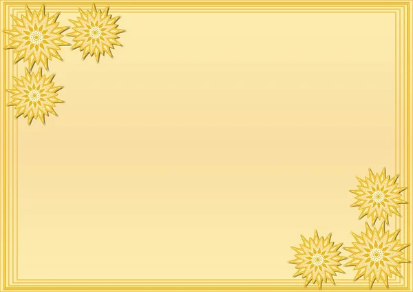 Moldura amarela com flor geométrica estilizada no canto, área em branco para a própria mensagem — Vetor de Stock