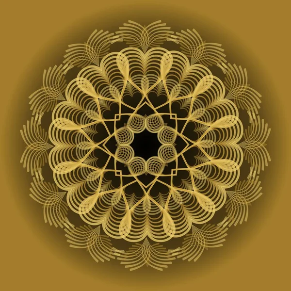 Золотой круг мандала в оптическом стиле искусства для духовной подготовки и медитации — стоковый вектор