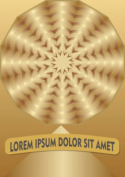 Gouden abstracte achtergrond met cirkel shape in optische kunststijl, luxe ontwerpelement — Stockvector