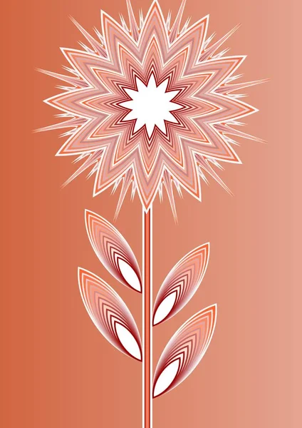 Orange isolated fantasy flower on gradient background, line art illustration, template for poster, invitation, congratulation, birthday, — Stock Vector