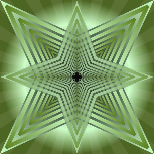 Ubin hijau dengan bentuk bintang semi-transparan abstrak di baackground gradien hijau - Stok Vektor