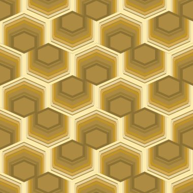 Altıgen öğesi, altın tasarım 3d optik art yanılsama ile sorunsuz arka plan