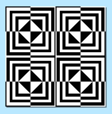 Siyah ve beyaz, ters etkisi, optik art desenler tek renkli karosu