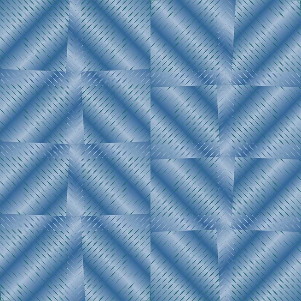 Fondo abstracto con patrones de damas azules en diseño metálico, ilusión de arte óptico 3d — Vector de stock