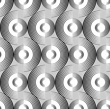 Soyut retro mono çizgi yarım daire, beyaz arka planda siyah çizgi oluşan geometrik desenler yuvarlak,