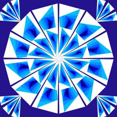 Basit geometrik kiremit koyu mavi zemin üzerine beyaz ve mavi üçgenler oluşur. Vektör dekorasyon veya tasarım öğesi.