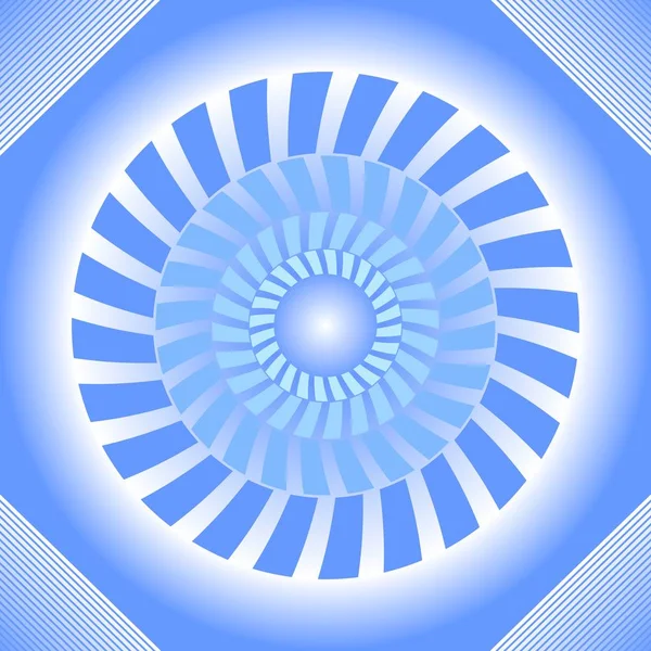 Blaue Fliese mit Kreis in absterakter Form im Op-Art-Stil mit 3D-Illusion — Stockvektor