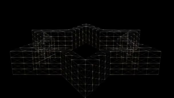 David forma stella nel rendering wireframe e design in oro, video loop senza soluzione di continuità — Video Stock