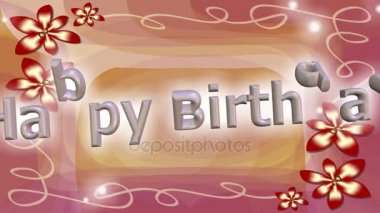 Dans ve mektupları alan üzerinde yavaş yavaş düşüyor koyu kırmızı çiçekler, gümüş ışıltı ile zarif pembe arka plan üzerinde sıçrayan ile kutlu olsun afiş