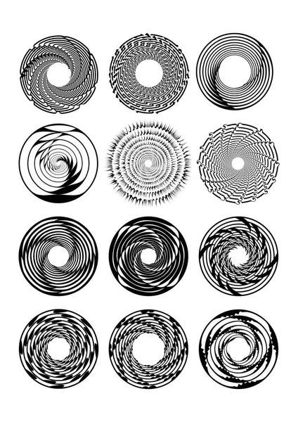 Daire tasarım şekli çizim, tek renkli girdap soyut minimalist şekilleri ayarla