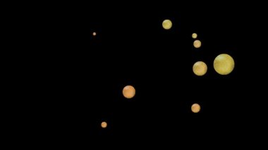 Hızlı uçan küçük altın ve metal topları ile kırık yüzeyinde siyah arka plan, eğlence iş, bilim-kurgu thema, mekanik parçacıkların hareketi için video arka plan,
