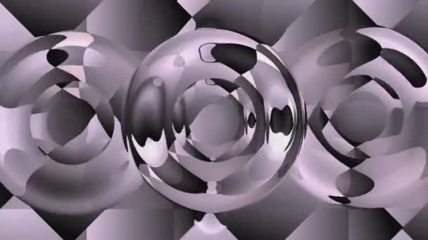 Видеофон с металлическим эффектом, серебристо-серый элегантный дизайн фантазии eith круглые и полигональные элементы — стоковое видео