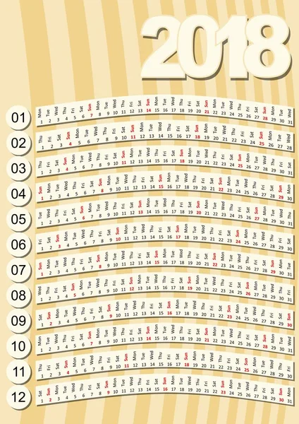 Sıradışı tasarım basit dikey takvim. Retro bej backgrtound, yatay çizgiler, ayda şirket tanıtımı için yer ile minimalist tasarımı