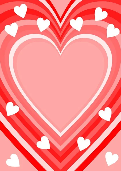 Liebeshintergrund mit Herzform, Platz für eigene Botschaft. Hochzeitsankündigung, Valentinstag-Karte. rosa, weiß und rot. — Stockvektor