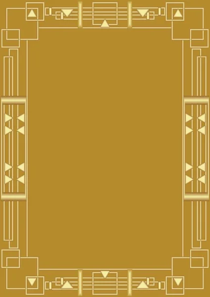 Gouden achtergrond met gouden reliëf art deco frame. De achtergrond van de elegante ongebruikelijke document voor certificaat, diploma, waardebon, — Stockvector