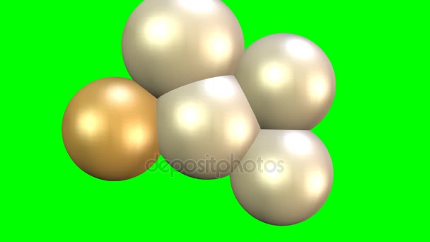 Mass increase animation on green screen, increasing molecules represented of 3d balls. Reproduction of yeasts or organic cells. — Stock Video