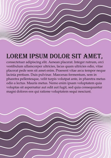 Flyer sfondo astratto in colore viola chiaro con linee ondulate orizzontali e aree scure, posto per il proprio messaggio — Vettoriale Stock