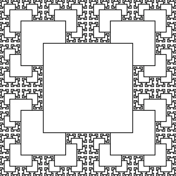 Motifs de tapis Sierpinski dans le style fractal, fond monochrome dans la conception de ligne — Image vectorielle